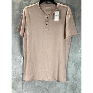 Cotton:On Men's Dusty Blossom Organic Henley Short Sleeve T-Shirt SZ M